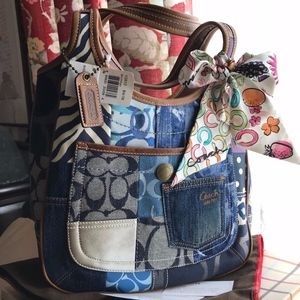Rare Coach 10810 Denim Patchwork Handbag